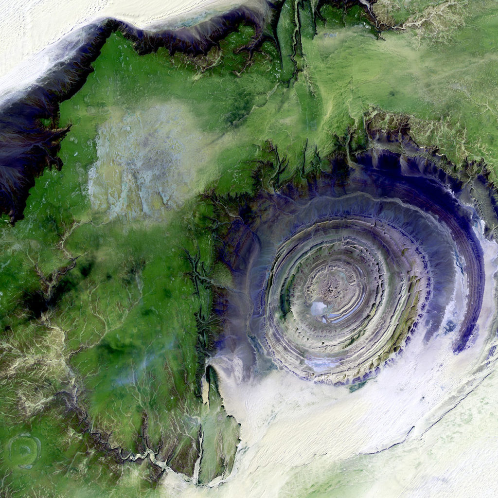 satellite photo with circular anomaly